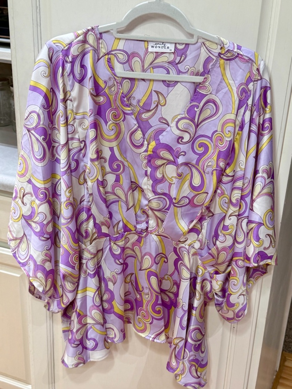 Emily Wonder Lavender Paisley Wrap Blouse